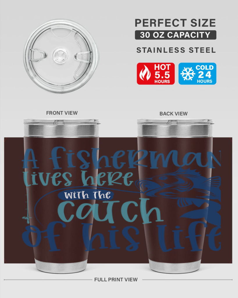 a fisherman lives here with the catch 228#- fishing- Tumbler