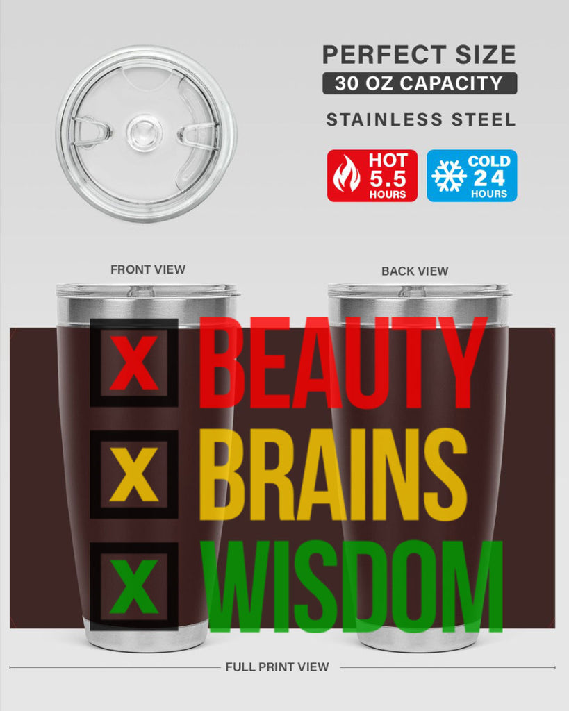 beauty brains wisdom 262#- black words phrases- Cotton Tank