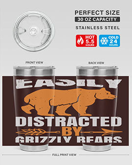 easily distracted by grizzly bears 1#- Bears- Tumbler