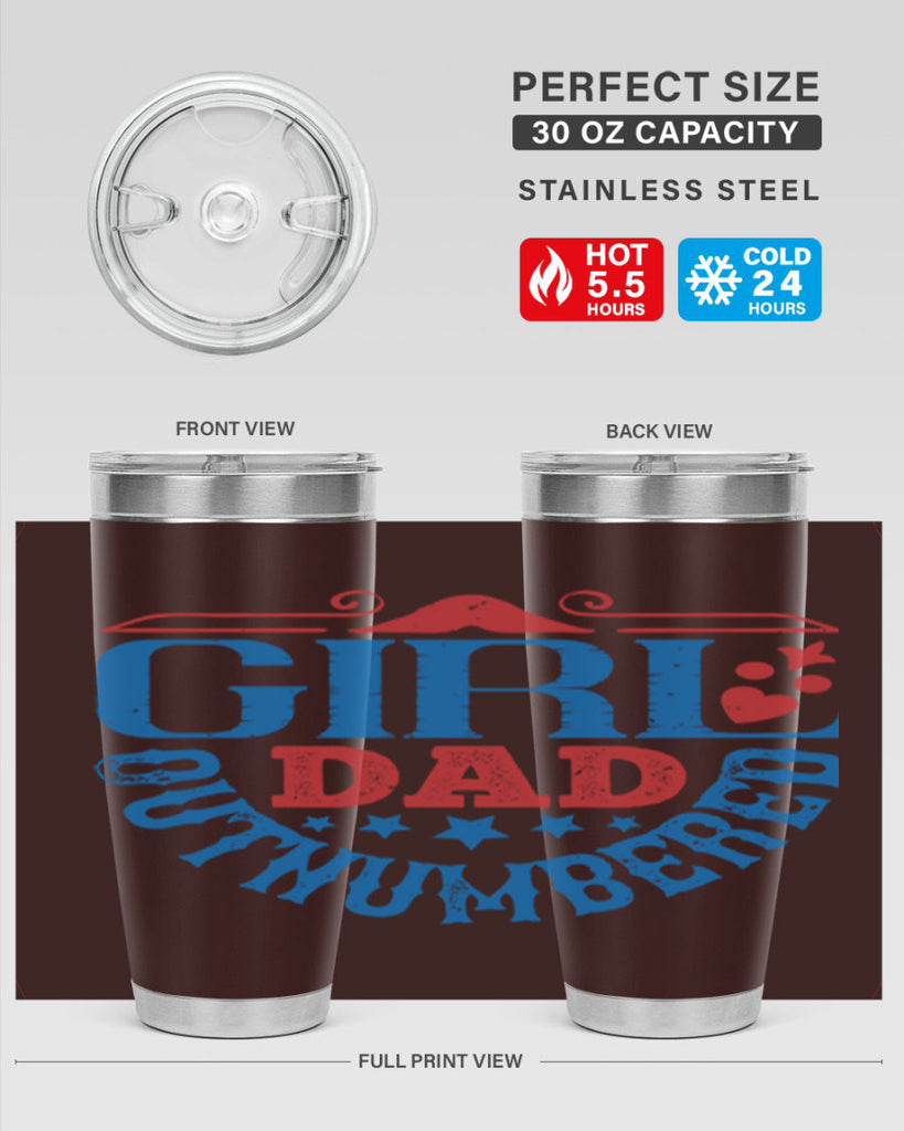 girl dad outnumbered 219#- fathers day- Tumbler