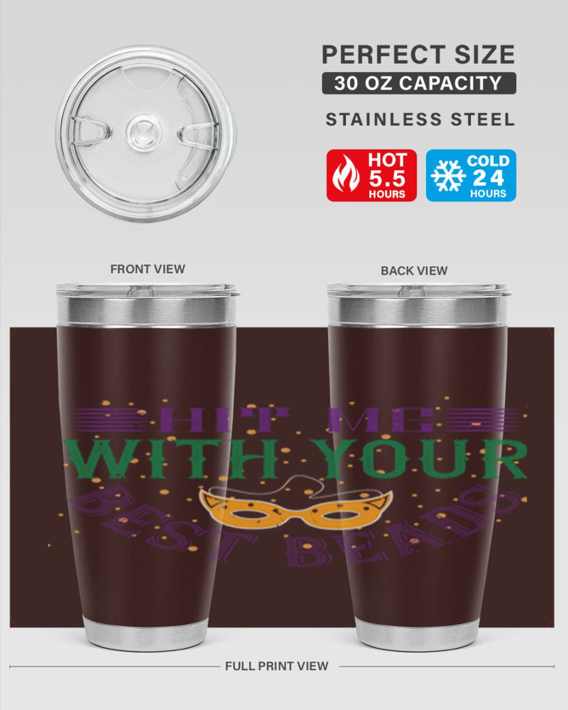 hit me with your best beads 69#- mardi gras- Tumbler