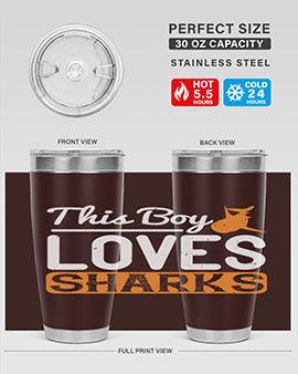 this boy loves sharks Style 14#- shark  fish- Tumbler