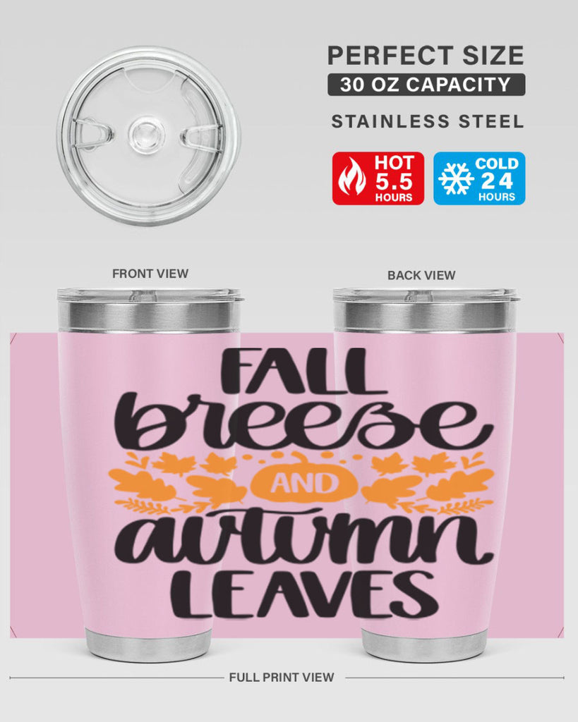 Fall Breezy And Autumn Leaves 482#- fall- Tumbler