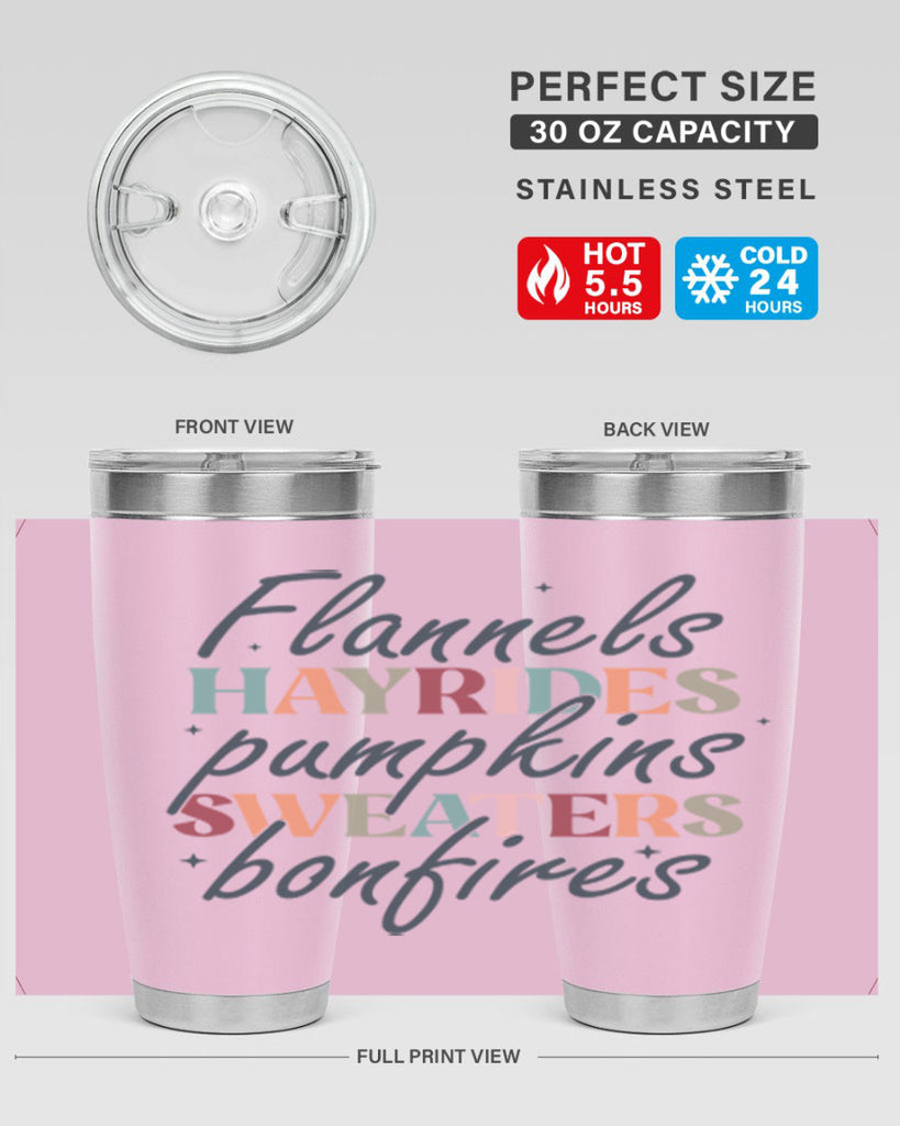 Flannels Hayrides Pumpkins Sweaters Bonfires 184#- fall- Tumbler