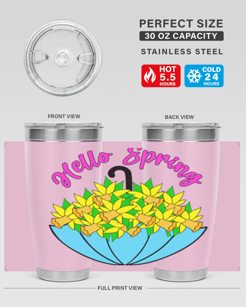 Hello Spring Umbrella Daffodils207#- spring- Tumbler