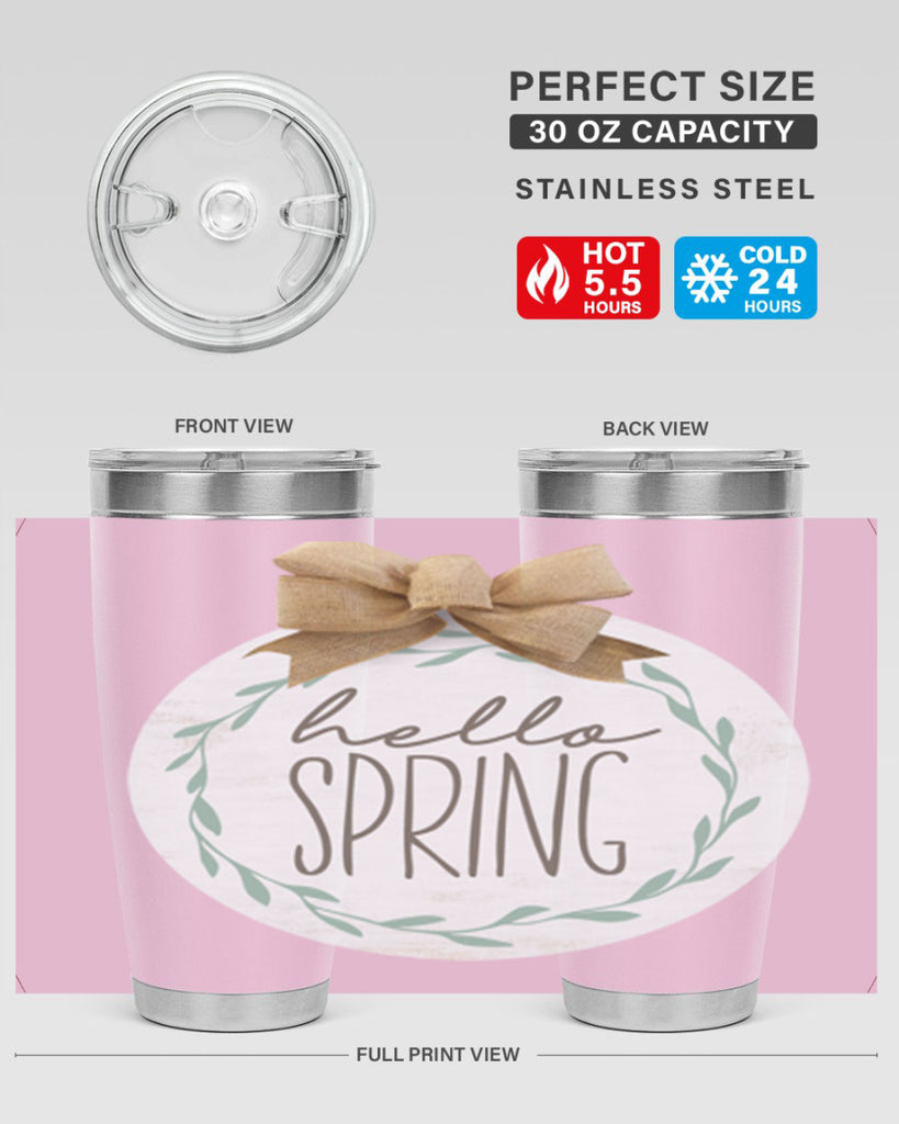 Hello Spring Wreath leaves Mockup209#- spring- Tumbler