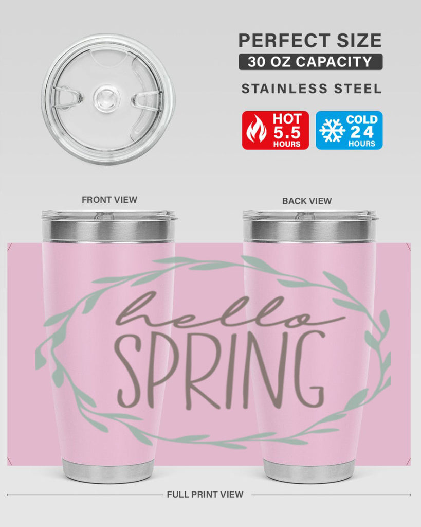 Hello Spring Wreath leaves210#- spring- Tumbler