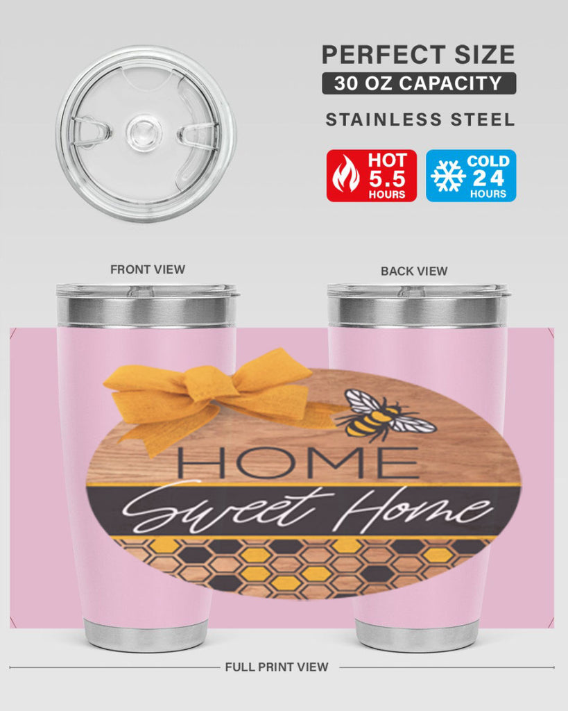 Home Sweet Home Bee and hive pattern Mockup242#- spring- Tumbler