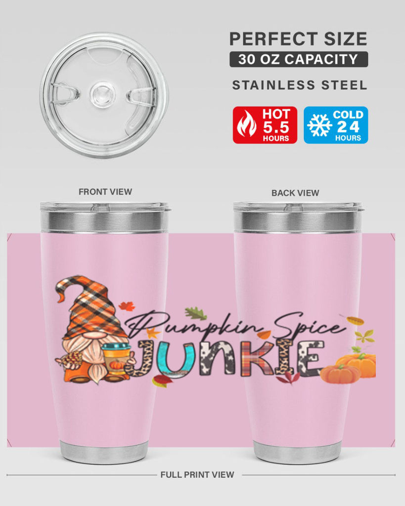 PumpkinSpiceJunkieFallGnome 567#- fall- Tumbler