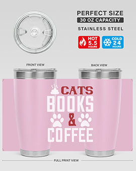 cats books and coffee Style 38#- cat- Tumbler