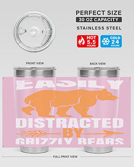 easily distracted by grizzly bears 1#- Bears- Tumbler
