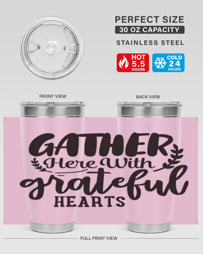 gather here with grateful hearts 62#- thanksgiving- Tumbler