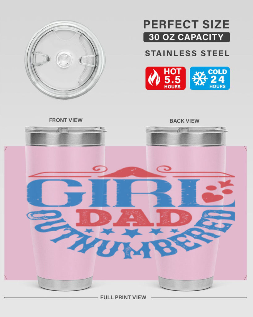 girl dad outnumbered 219#- fathers day- Tumbler