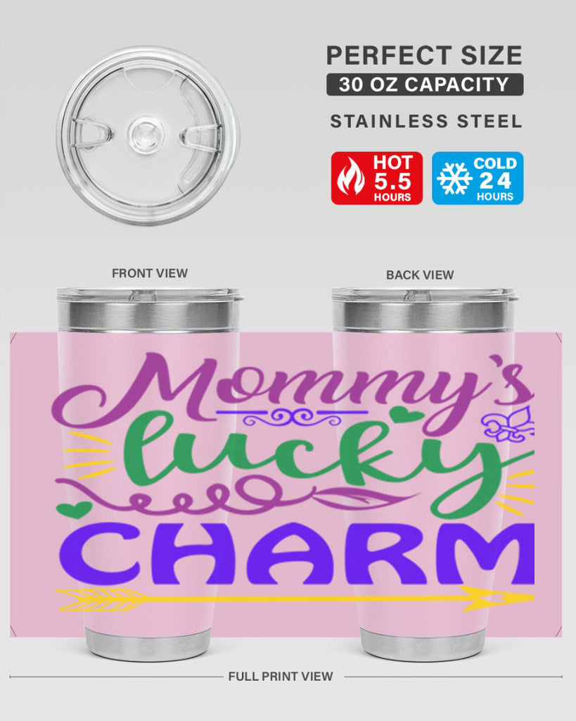 mommys lucky charm 6#- mardi gras- Tumbler