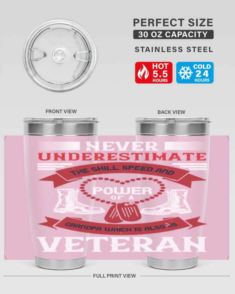 never underestimate the skill speed and power of a grandpa a which is also us veteran 44#- Veterns Day- Tumbler