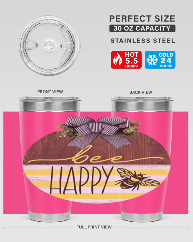 Bee Happy yellow stripes Mockup28#- spring- Tumbler