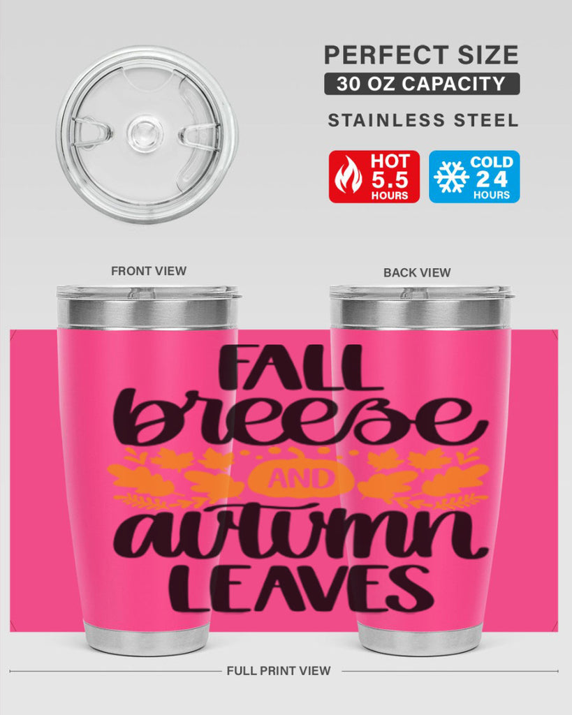 Fall Breezy And Autumn Leaves 482#- fall- Tumbler