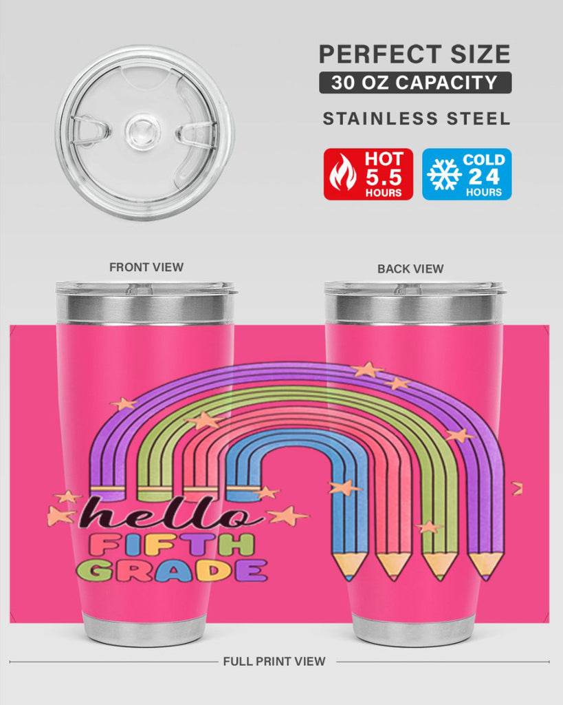 Hello 5th Grade Pencil Rainbow 13#- 5th grade- Tumbler