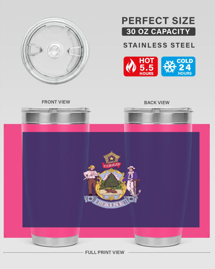 Maine 33#- Us Flags- Tumbler