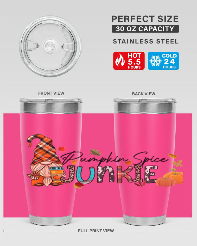 PumpkinSpiceJunkieFallGnome 567#- fall- Tumbler