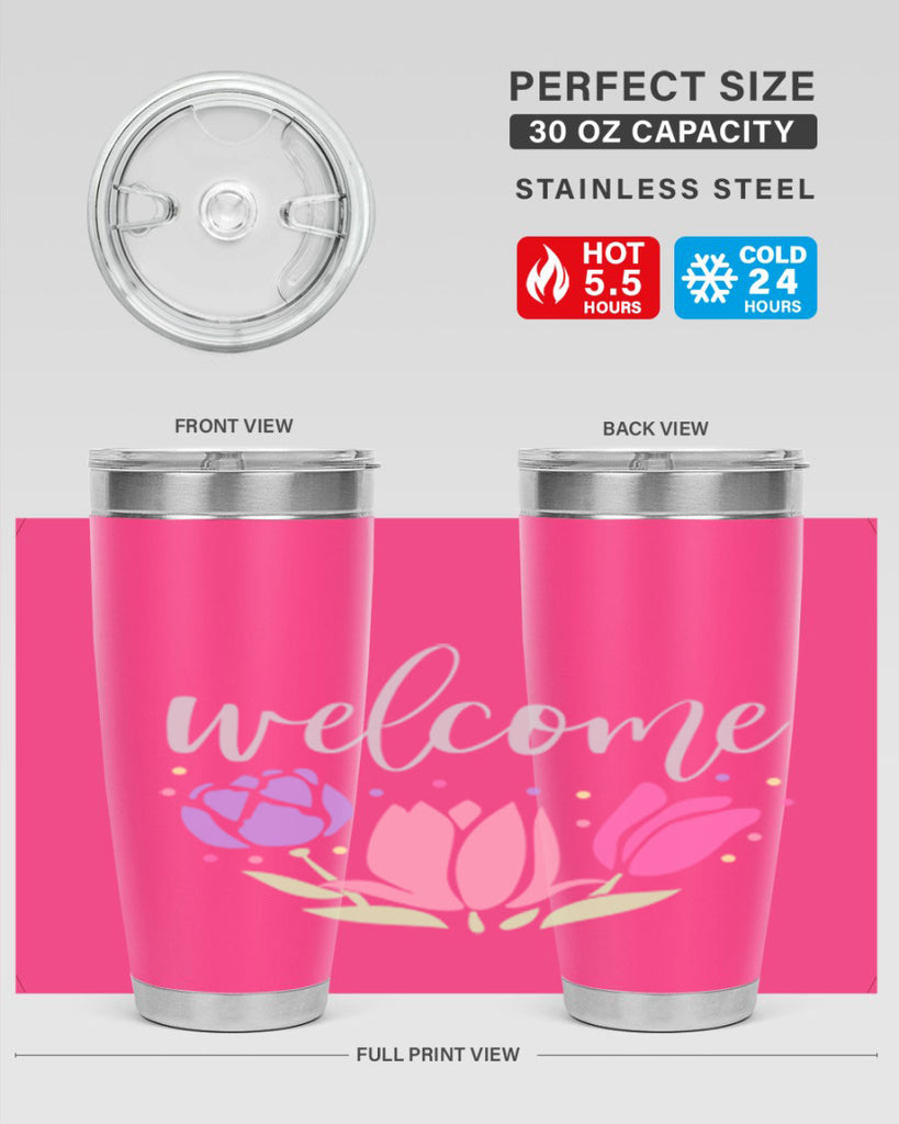 Welcome three flowers587#- spring- Tumbler