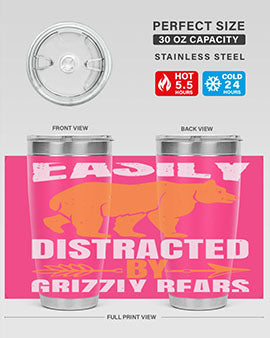 easily distracted by grizzly bears 1#- Bears- Tumbler
