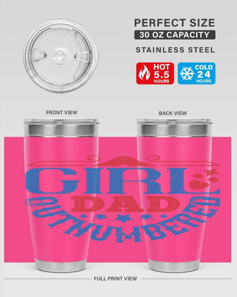 girl dad outnumbered 219#- fathers day- Tumbler