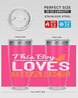 this boy loves sharks Style 14#- shark  fish- Tumbler