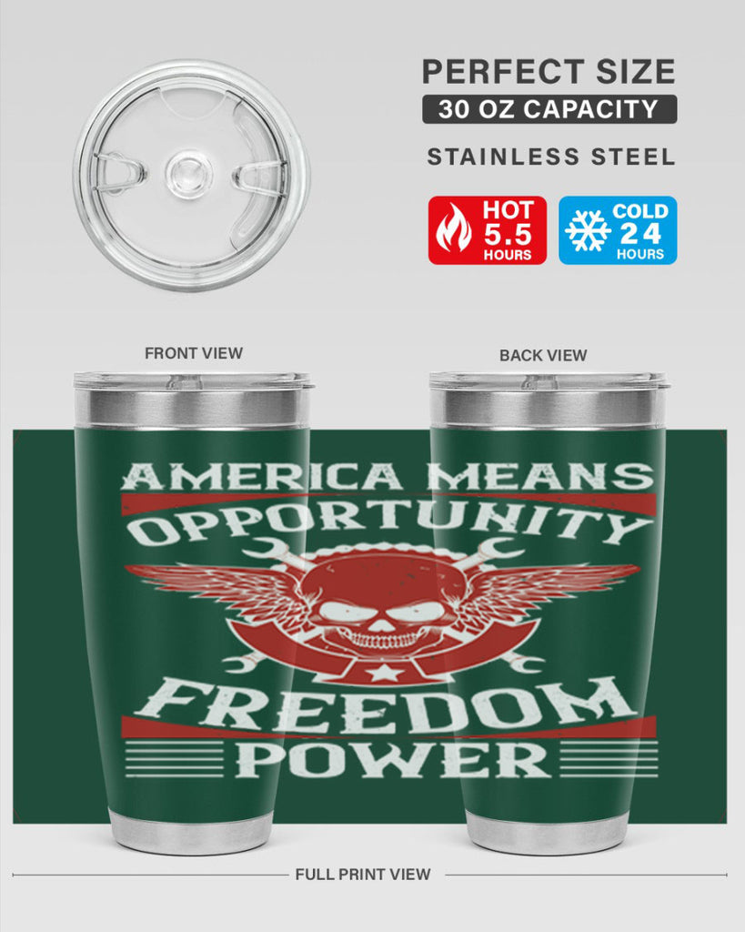 America means opportunity freedom power Style 85#- Fourt Of July- Tumbler