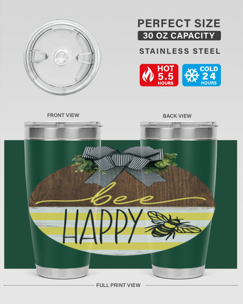 Bee Happy yellow stripes Mockup28#- spring- Tumbler