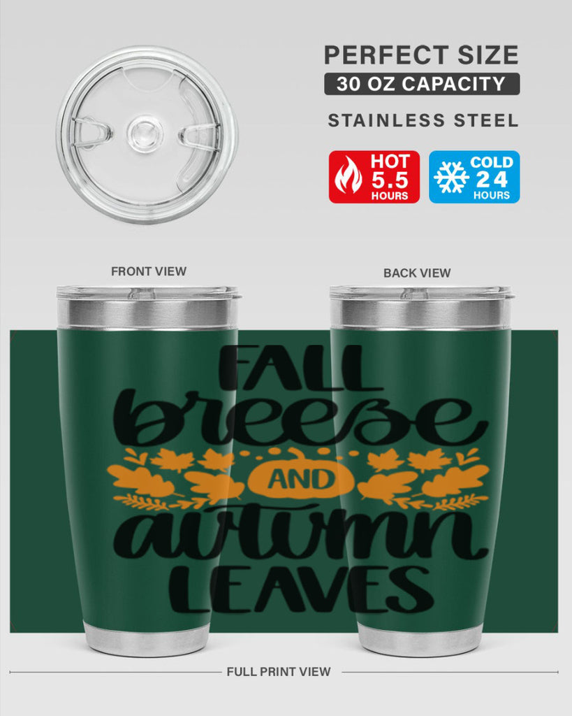 Fall Breezy And Autumn Leaves 482#- fall- Tumbler