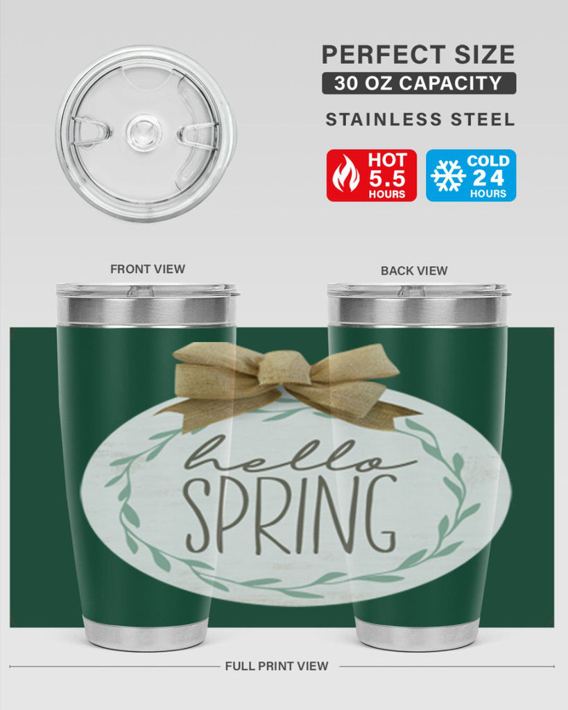 Hello Spring Wreath leaves Mockup209#- spring- Tumbler