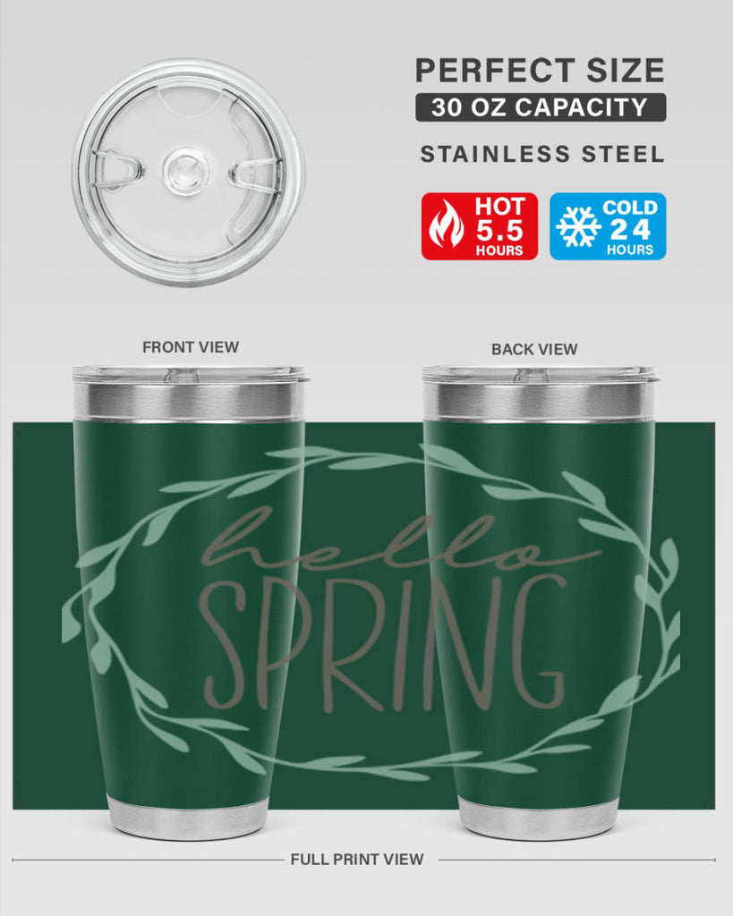 Hello Spring Wreath leaves210#- spring- Tumbler