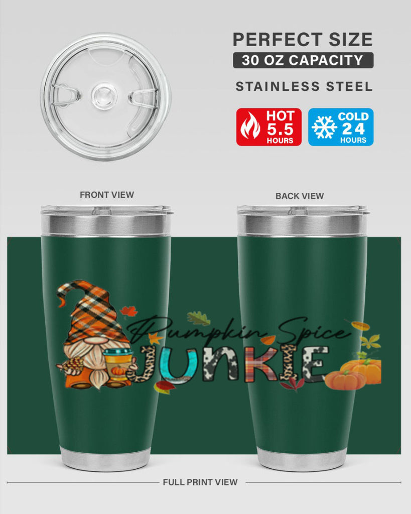 PumpkinSpiceJunkieFallGnome 567#- fall- Tumbler