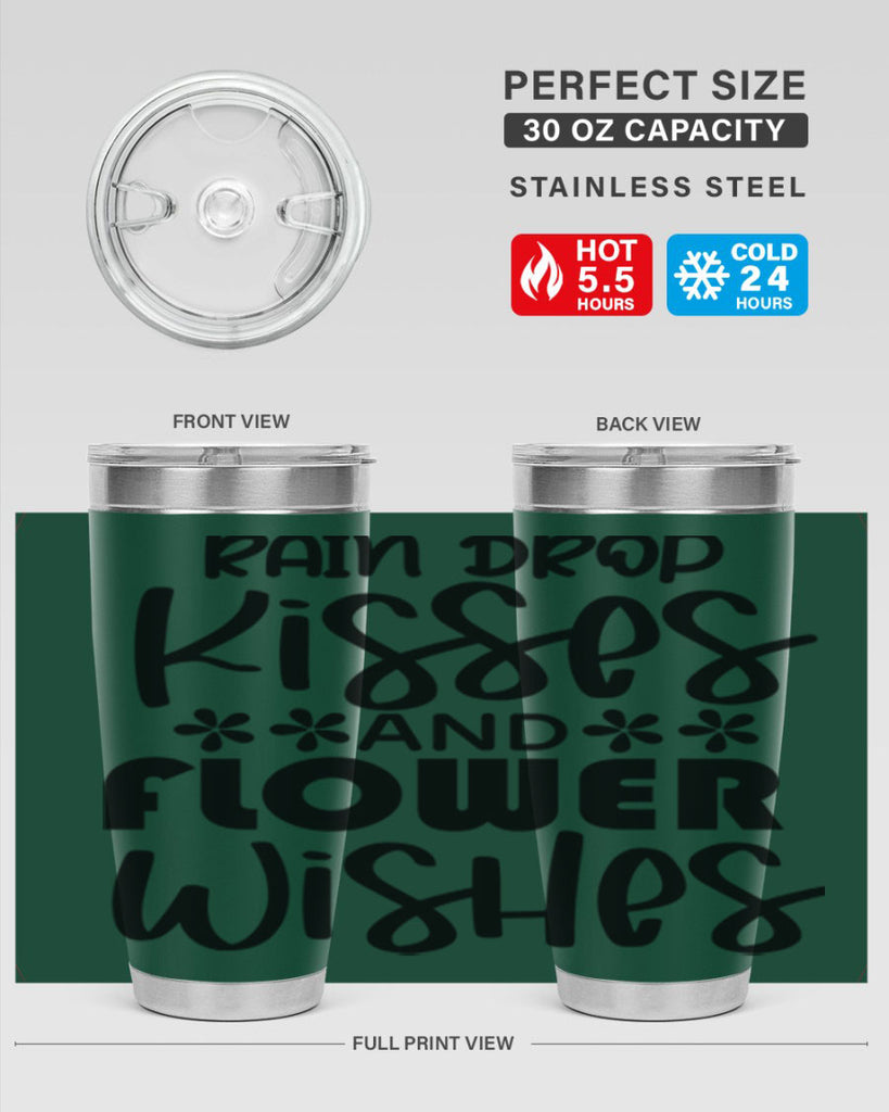 Rain drop kisses and flower 398#- spring- Tumbler