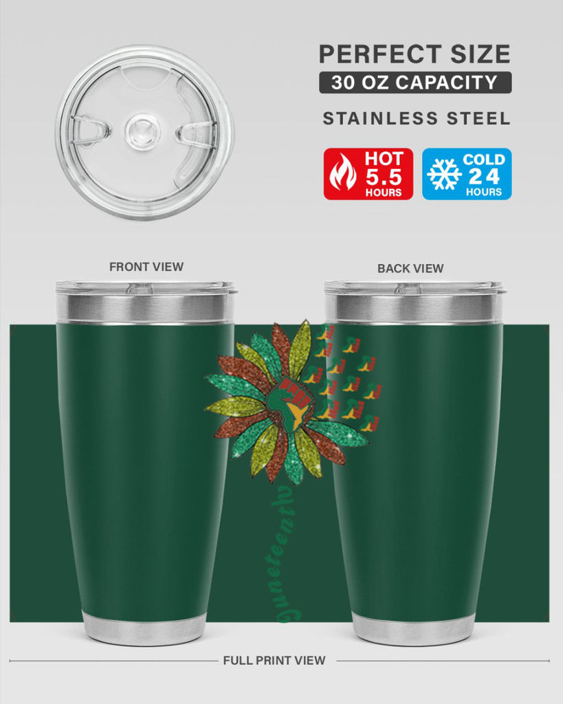 Sunflower Fist Juneteenth Black History 24#- Juneteenth- tumbler