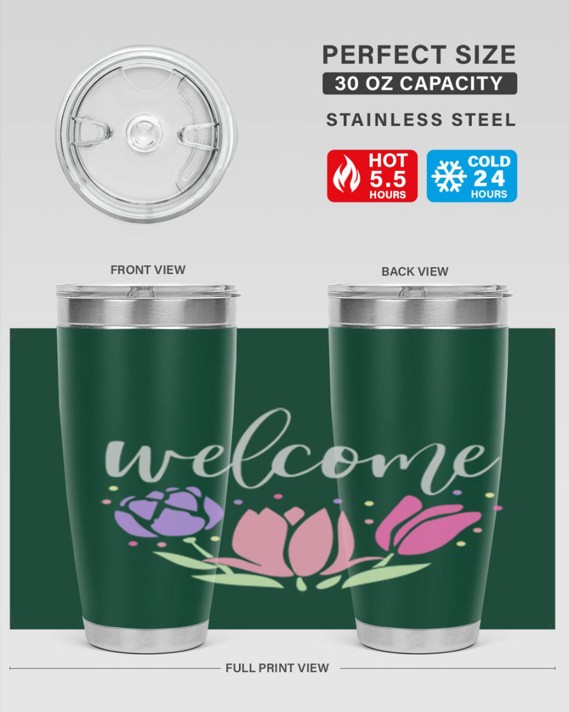 Welcome three flowers587#- spring- Tumbler