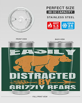 easily distracted by grizzly bears 1#- Bears- Tumbler