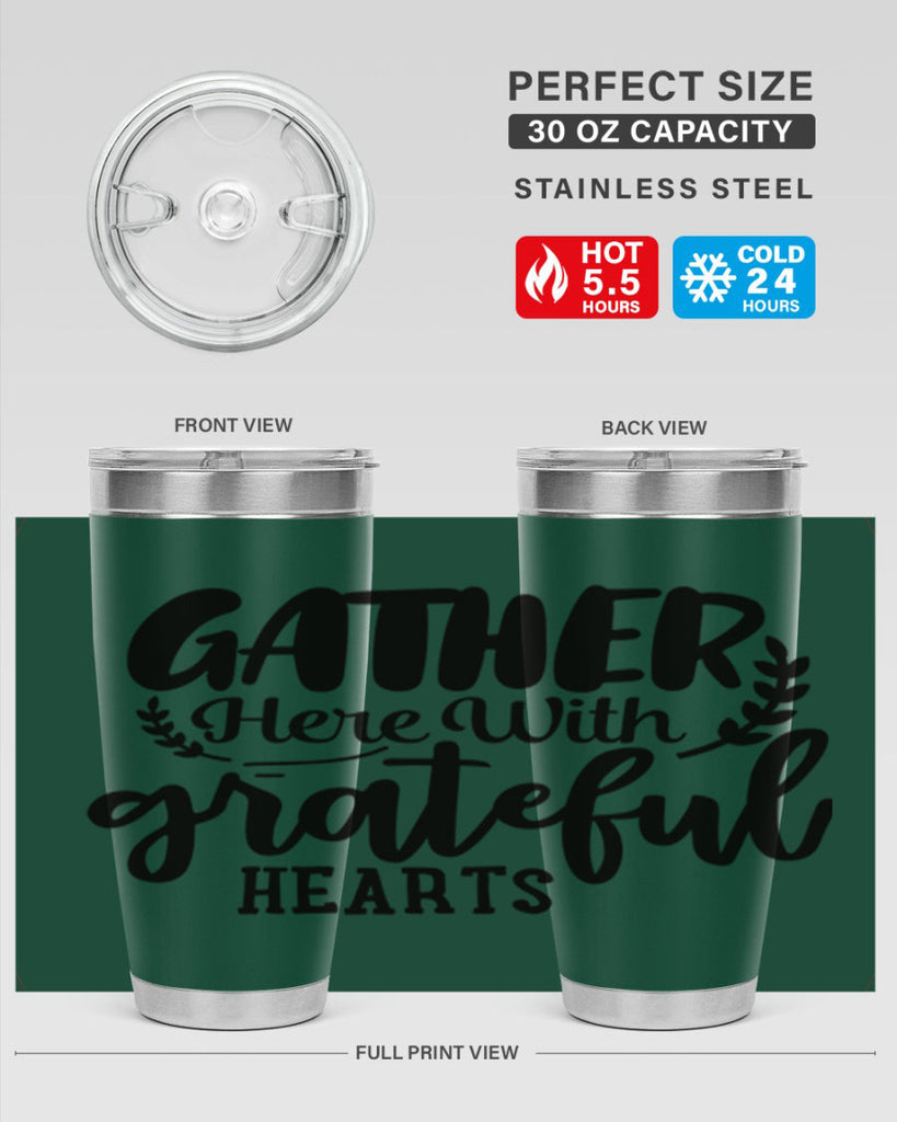 gather here with grateful hearts 62#- thanksgiving- Tumbler