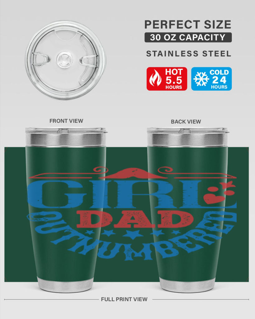 girl dad outnumbered 219#- fathers day- Tumbler