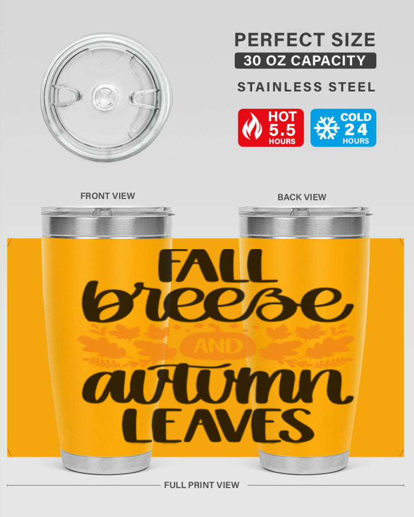Fall Breezy And Autumn Leaves 482#- fall- Tumbler