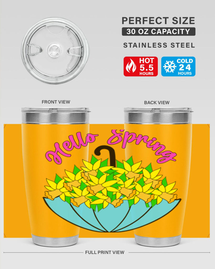 Hello Spring Umbrella Daffodils207#- spring- Tumbler