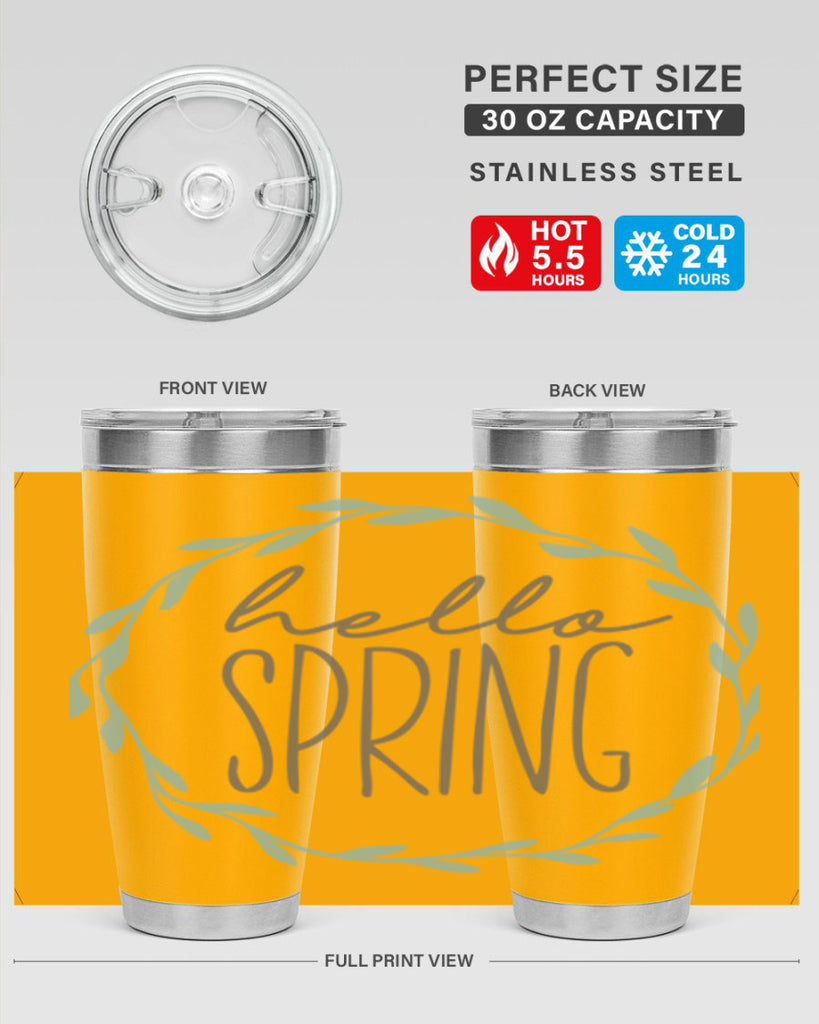 Hello Spring Wreath leaves210#- spring- Tumbler