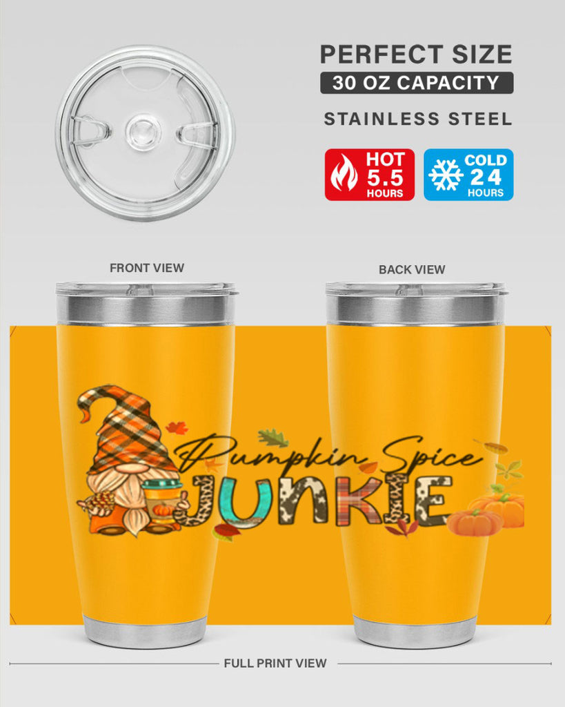 PumpkinSpiceJunkieFallGnome 567#- fall- Tumbler