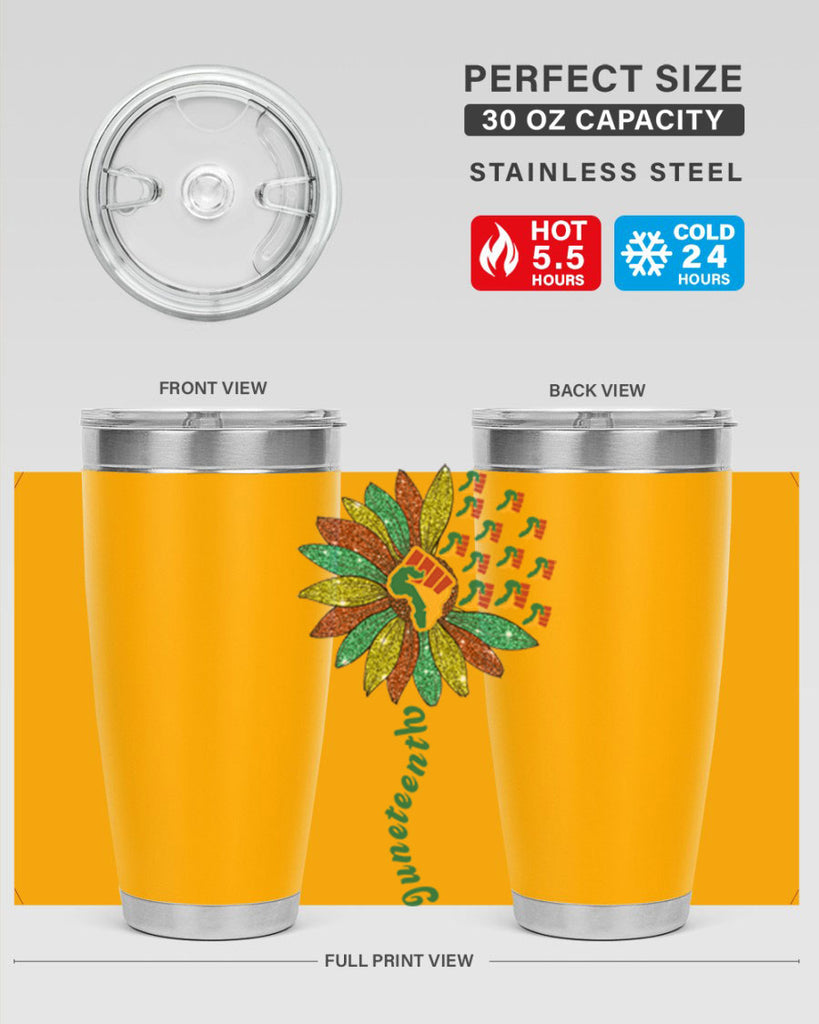 Sunflower Fist Juneteenth Black History 24#- Juneteenth- tumbler