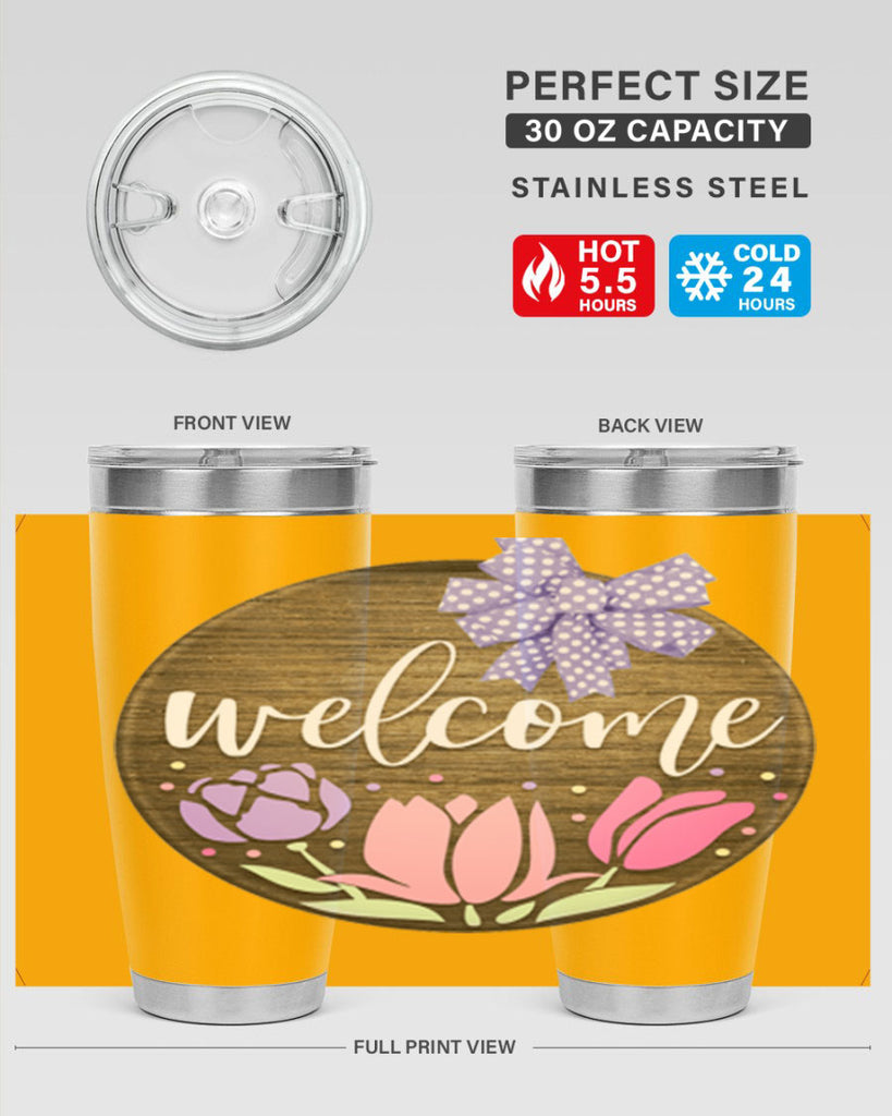Welcome three flowers Mockup586#- spring- Tumbler