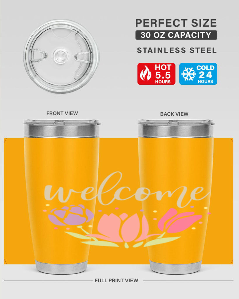 Welcome three flowers587#- spring- Tumbler