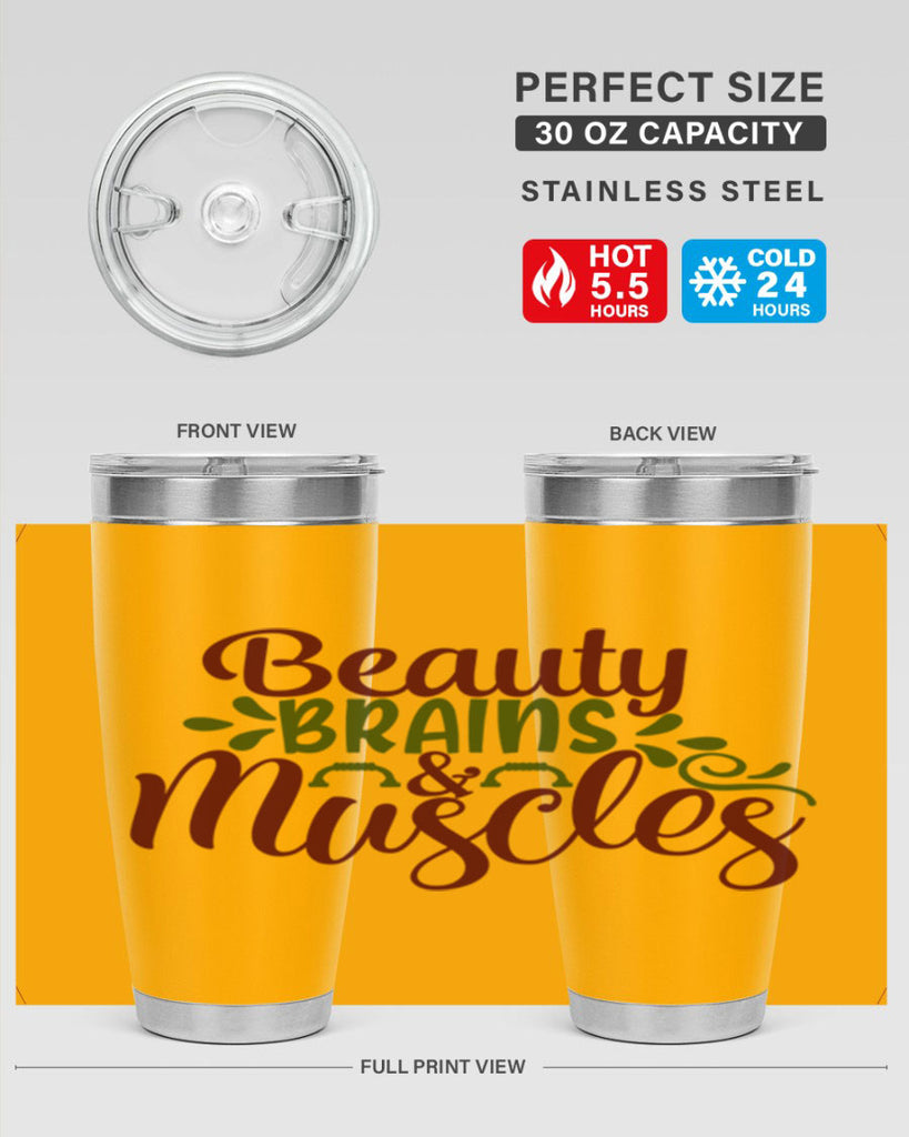 beauty brains muscles 52#- gym- Tumbler