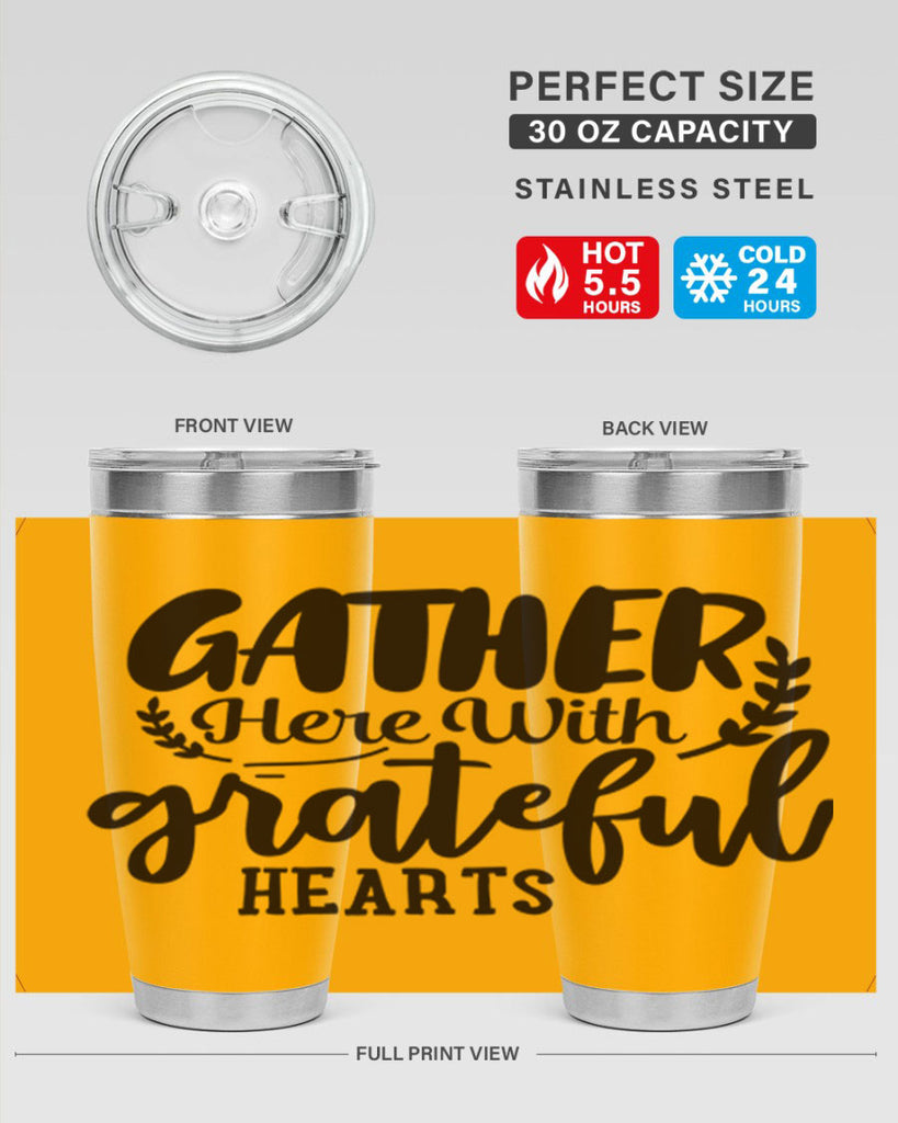 gather here with grateful hearts 62#- thanksgiving- Tumbler