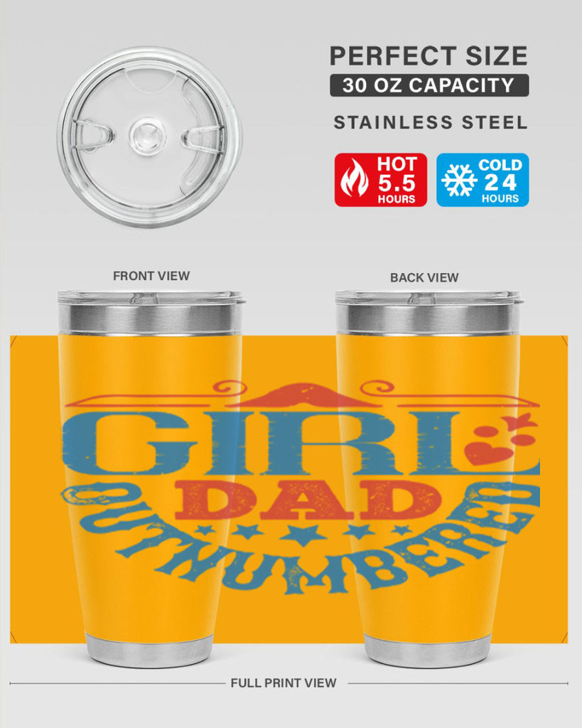 girl dad outnumbered 219#- fathers day- Tumbler